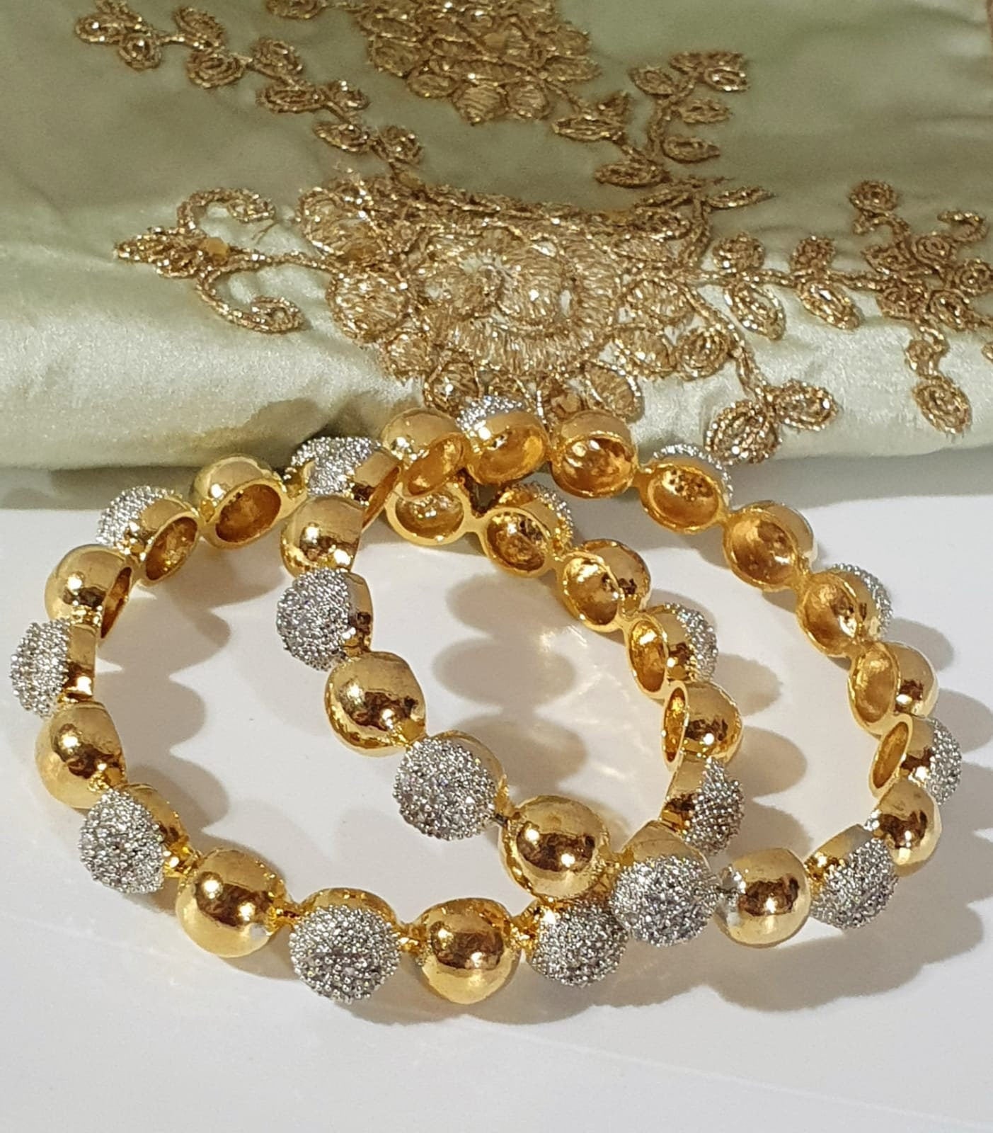 Jewels CZ Zirconia Gold Silver Tone Bollywood Wedding Indian Bangles Jewelry Women