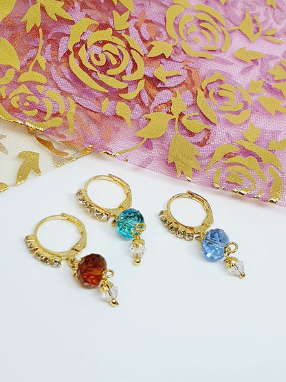 3 pieces Hoop Stone Nose Ring Gold Silver Tone Bollywood Wedding Indian Jewelry Women Pierced Nose