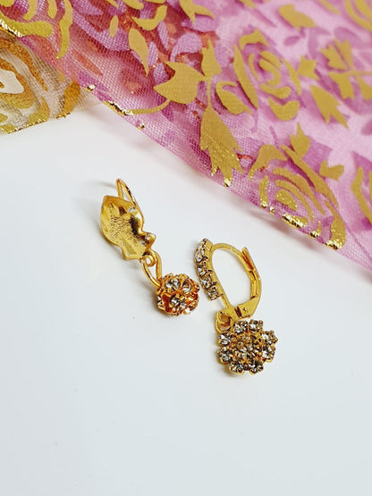 2 pieces Gold Plated Dangle Nose Ring Gold Tone Bollywood Wedding Indian Jewelry Women Pierced Nose