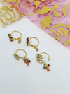 4 Pieces Clear Multi Dangle Nose Ring Gold Tone Bollywood Wedding Indian Jewelry Women Pierced Nose Ring