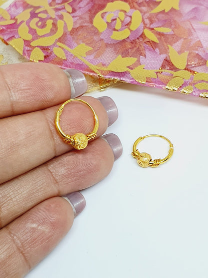 2 pieces Hoop Nose Ring Gold Bali Bollywood Wedding Indian Jewelry Women Pierced Nose