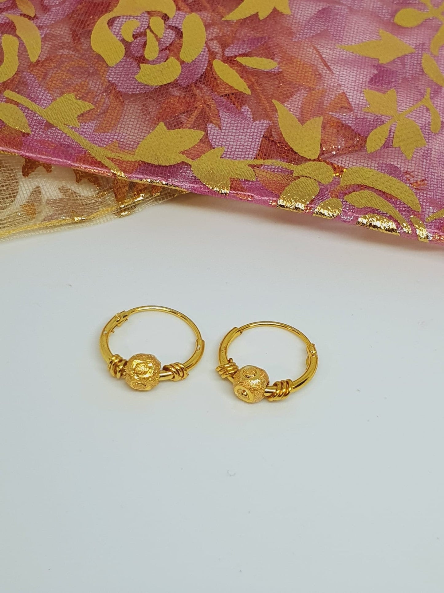 2 pieces Hoop Nose Ring Gold Bali Bollywood Wedding Indian Jewelry Women Pierced Nose