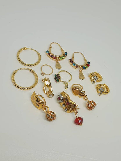12 Pieces Gold Nose Ring Bridal Jewelry Wedding Jewelry Nath Nose wear
