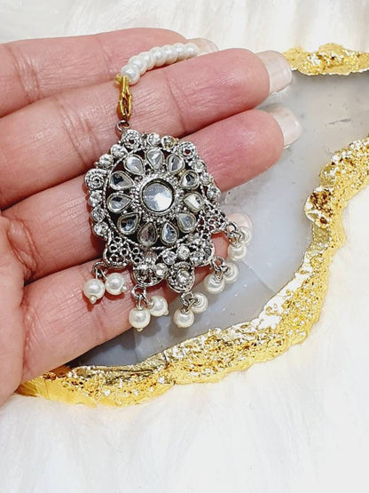 Antique Silver Tikka Matha Patti Headwear