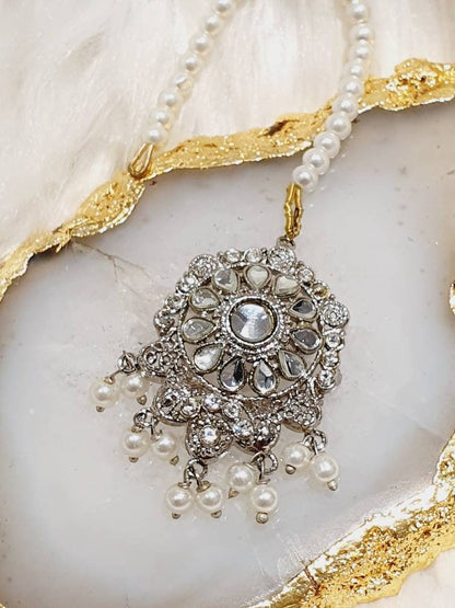 Antique Silver Tikka Matha Patti Headwear