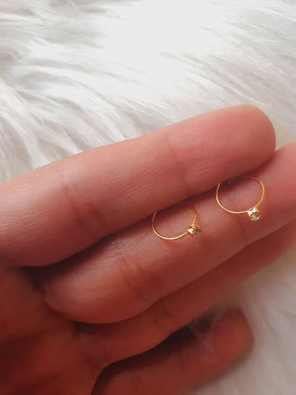 2 Hoop Gold Zirconia Nose Rings Indian Jewelry earpiercings chic piercing diamond nose ring