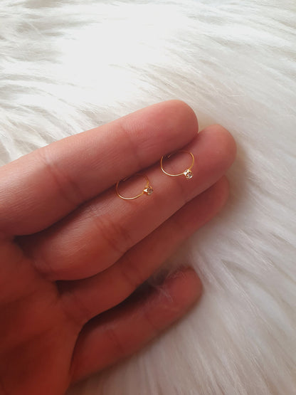 Tiny Nose Hoop, Gold Nose Hoop, Tiny Nose Ring, Tiny Nose Ring, CZ Nose Hoop, Small Nose Hoop, Small CZ Nose Hoop, CZ Nose Ring