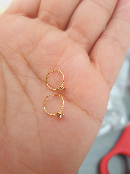 2 Hoop Gold Zirconia Nose Rings Indian Jewelry earpiercings chic piercing diamond nose ring