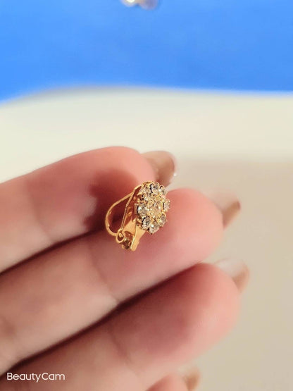 Clip-on Nose Ring Gold Zirconia Flower