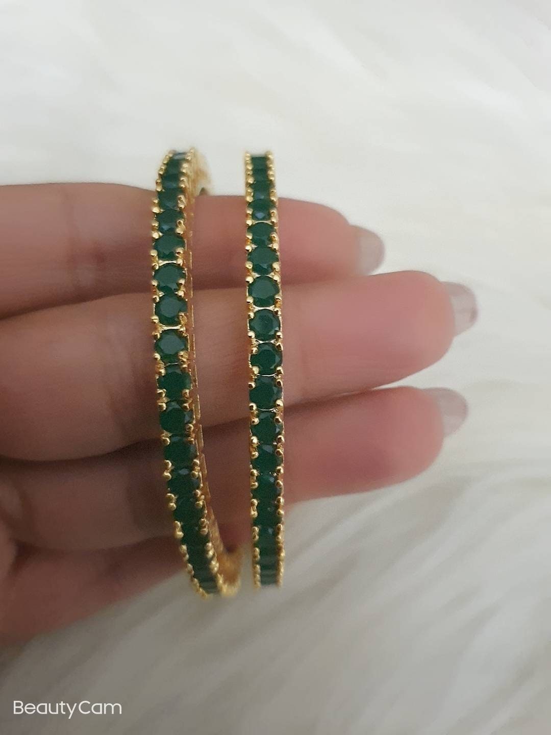 Gold Bangle Green CZ Zircon  Indian Wedding Bridal Jewelry