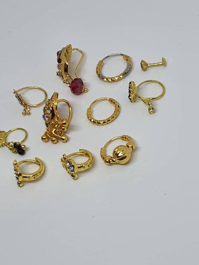 Indian Nose Ring Mixed Lot Gold Plated Nath Style dangle Nose RIng