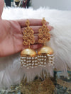 Long Jhumka Earrings, Gold Plated Jhumka, Pearls Earrings, Dangle Earrings