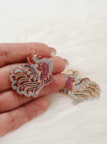 Swarovski Earrings, Diamond Peacock Studs