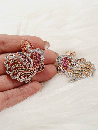 Swarovski Earrings, Diamond Peacock Studs