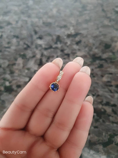 Dark Blue Dangle 14k Gold Nose Ring, Boho Cartilage Earring Hoop, Floral Hoop, Beaded Nose Hoop, Nose Piercing