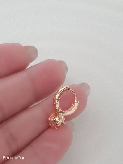 Clear Gold Dangle 14k Gold Nose Ring, Boho Cartilage Earring Hoop, Floral Hoop, Beaded Nose Hoop, Nose Piercing