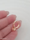 Clear Gold Dangle 14k Gold Nose Ring, Boho Cartilage Earring Hoop, Floral Hoop, Beaded Nose Hoop, Nose Piercing
