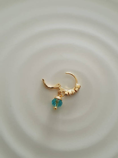Blue Beads Nose Ring, Gold Filled Nose Hoop, Daith Earring, Tragus Hoop, Cartilage Ring, Cute Nose Ring, Unique Nose Hoop