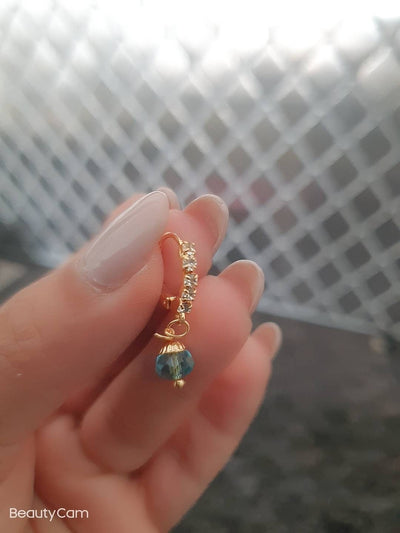 Blue Beads Nose Ring, Gold Filled Nose Hoop, Daith Earring, Tragus Hoop, Cartilage Ring, Cute Nose Ring, Unique Nose Hoop