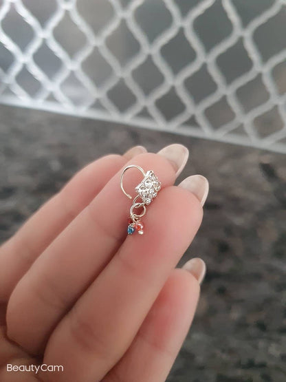 Boho Nose Ring 2 pcs, Septum Ring, Sterling Silver Nose Ring, Dainty Nose Ring, Moon Nose Ring Hoop, Double Nose Ring, Moon Nose Ring