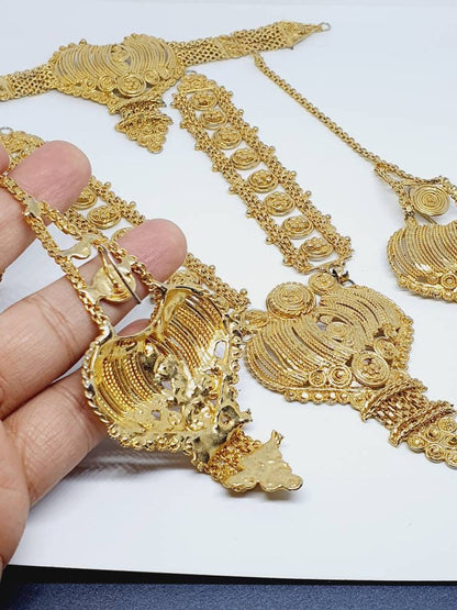 Bridal Gold Set | Indian Bridal Double Layer Set Indian Bridal Jewelry Set, Bridal Necklace and Earring Set, Jewelry Set, Bollywood Jewelry