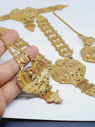 Bridal Gold Set | Indian Bridal Double Layer Set Indian Bridal Jewelry Set, Bridal Necklace and Earring Set, Jewelry Set, Bollywood Jewelry