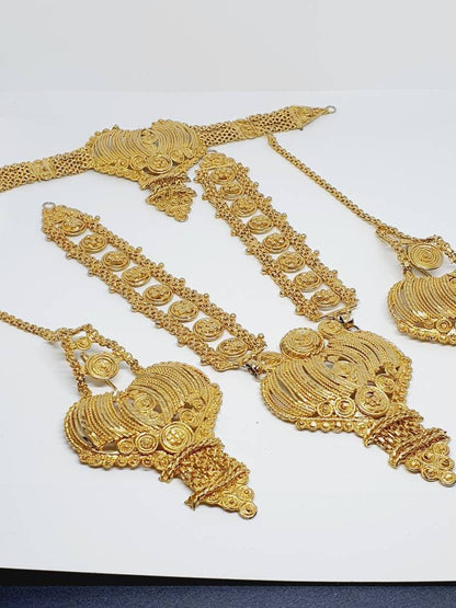 Bridal Gold Set | Indian Bridal Double Layer Set Indian Bridal Jewelry Set, Bridal Necklace and Earring Set, Jewelry Set, Bollywood Jewelry