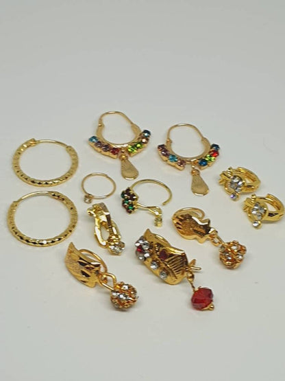 gifts for her | 12 pieces Gold Nose Ring, Indian Nose Ring, Nose Hoop, Indian Nostril Hoop, Moon Jewelry, Crescent Shaped Solid Ring