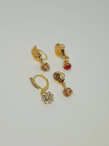Jewelry  Gift - 4 Gold Plated Nose Ring, Dangle Nose Ring, Indian Nose Ring, Bridal Jewelry, Gold, Silver, Rose gold, Wedding
