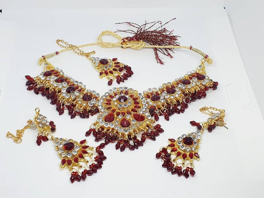 Ruby Red Gold Necklace Set Kundan Choker/ Pakistani jewelry/ Indian jewelry/ Indian necklace/ Pakistani Choker /Sabyasachi/Green/ red