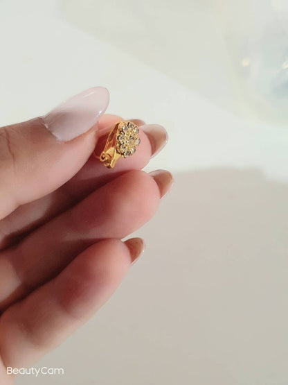 Clip-on Nose Ring Gold Zirconia Flower