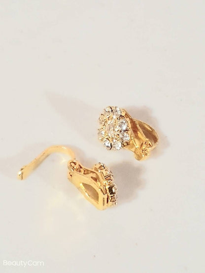 Clip-on Nose Ring Gold Zirconia Flower