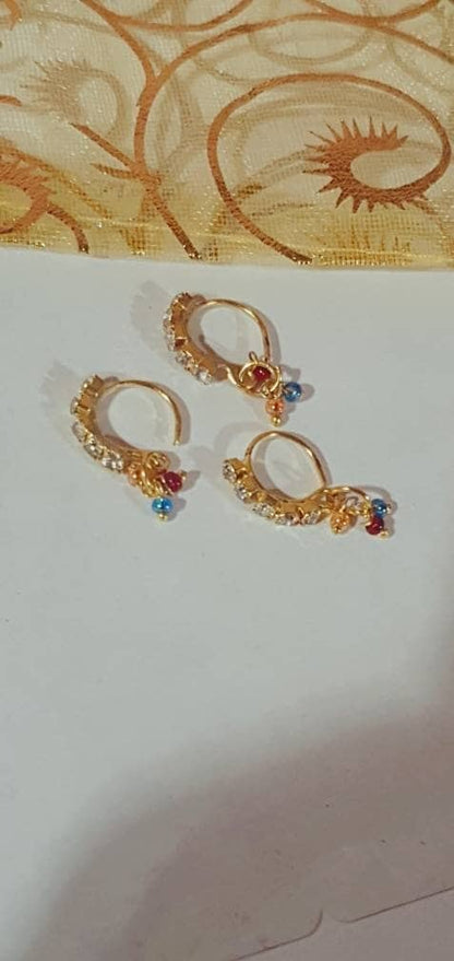 3 Pieces Clear Multi Dangle Stone Nose Ring Boho Nose Ring, Septum Ring, Dainty Nose Ring, Moon Nose Ring Hoop, Moon Nose Ring