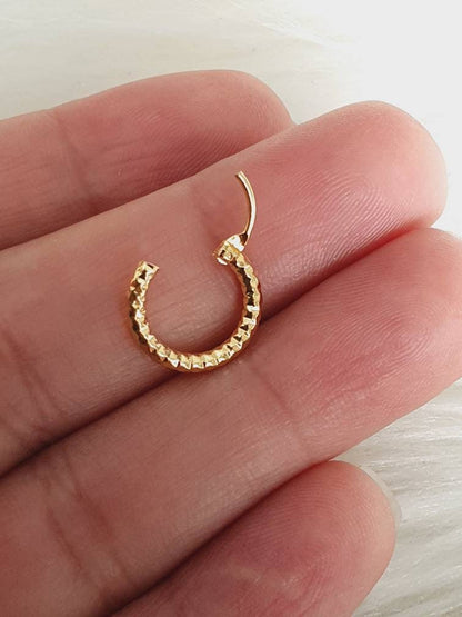 14ct Gold Nose Ring, 10mm Nose Ring Hoop, Septum Ring, Nose Hoop, Septum Jewelry, Unique Nose Ring, Nose Piercing, Nose Stud