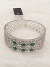 Emerald American Diamond With CZ Zircon Indian Wedding Cuff Bracelets