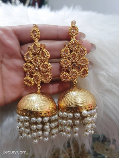 Gold Jhumka Earrings