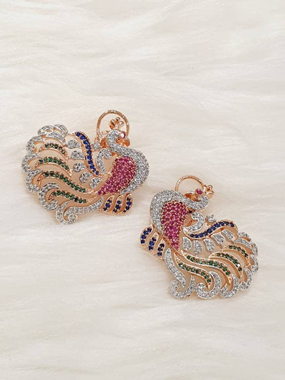Swarovski Earrings, Diamond Peacock Studs