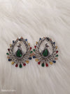 Multi Color Peacock Earrings, Black Polish Earrings, peacock jewelry indian