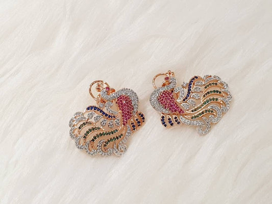 Swarovski Earrings, Diamond Peacock Studs