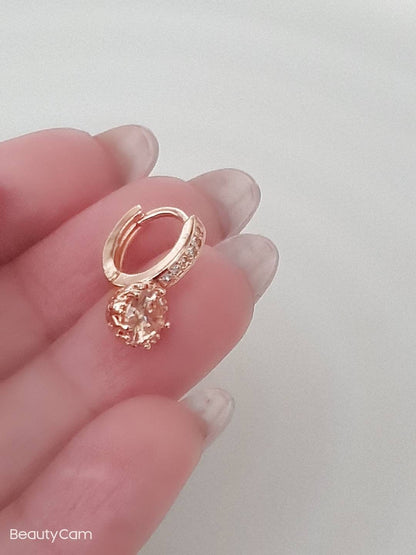 Clear Gold Dangle 14k Gold Nose Ring, Boho Cartilage Earring Hoop, Floral Hoop, Beaded Nose Hoop, Nose Piercing