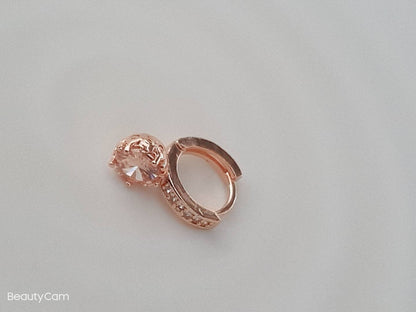 Clear Gold Dangle 14k Gold Nose Ring, Boho Cartilage Earring Hoop, Floral Hoop, Beaded Nose Hoop, Nose Piercing