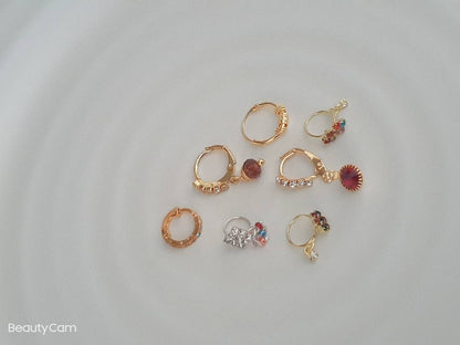 7 pieces Nose Ring Rose or Yellow gold 14k nose ring, Cartilage, Tragus Helix Nose Ring Small Tiny Seamless Little Sleeper