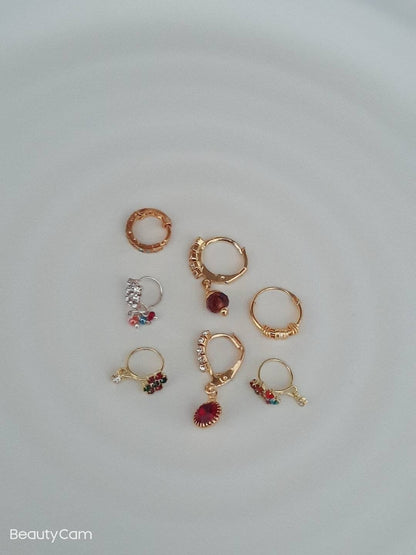 7 pieces Nose Ring Rose or Yellow gold 14k nose ring, Cartilage, Tragus Helix Nose Ring Small Tiny Seamless Little Sleeper