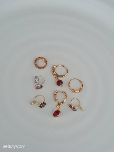 7 pieces Nose Ring Rose or Yellow gold 14k nose ring, Cartilage, Tragus Helix Nose Ring Small Tiny Seamless Little Sleeper