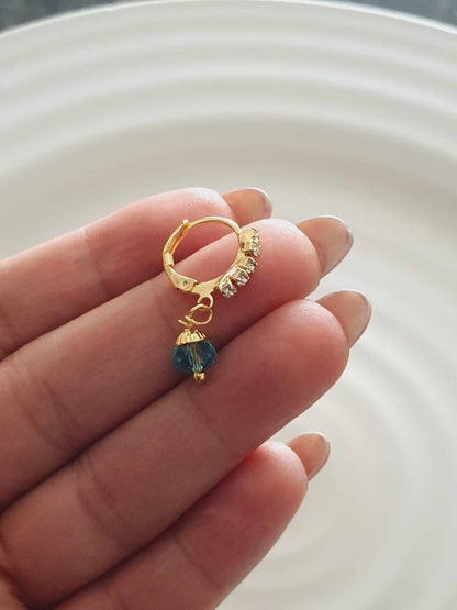 Blue Beads Nose Ring, Gold Filled Nose Hoop, Daith Earring, Tragus Hoop, Cartilage Ring, Cute Nose Ring, Unique Nose Hoop