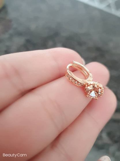 Clear Gold Dangle 14k Gold Nose Ring, Boho Cartilage Earring Hoop, Floral Hoop, Beaded Nose Hoop, Nose Piercing