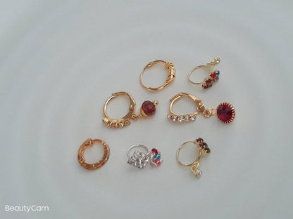 7 pieces Nose Ring Rose or Yellow gold 14k nose ring, Cartilage, Tragus Helix Nose Ring Small Tiny Seamless Little Sleeper