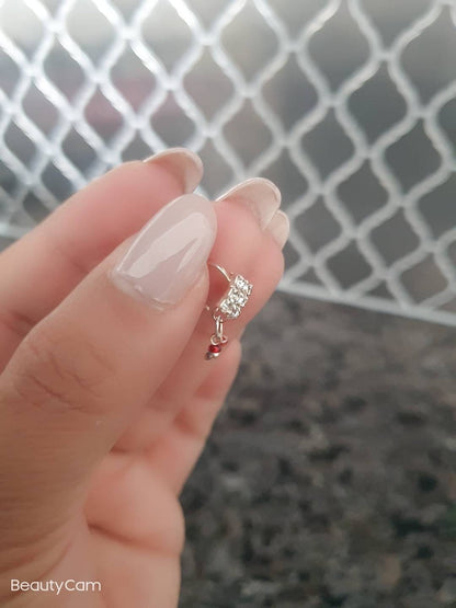 Boho Nose Ring 2 pcs, Septum Ring, Sterling Silver Nose Ring, Dainty Nose Ring, Moon Nose Ring Hoop, Double Nose Ring, Moon Nose Ring