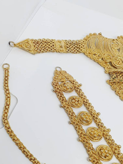 Bridal Gold Set | Indian Bridal Double Layer Set Indian Bridal Jewelry Set, Bridal Necklace and Earring Set, Jewelry Set, Bollywood Jewelry