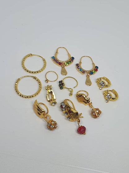 gifts for her | 12 pieces Gold Nose Ring, Indian Nose Ring, Nose Hoop, Indian Nostril Hoop, Moon Jewelry, Crescent Shaped Solid Ring